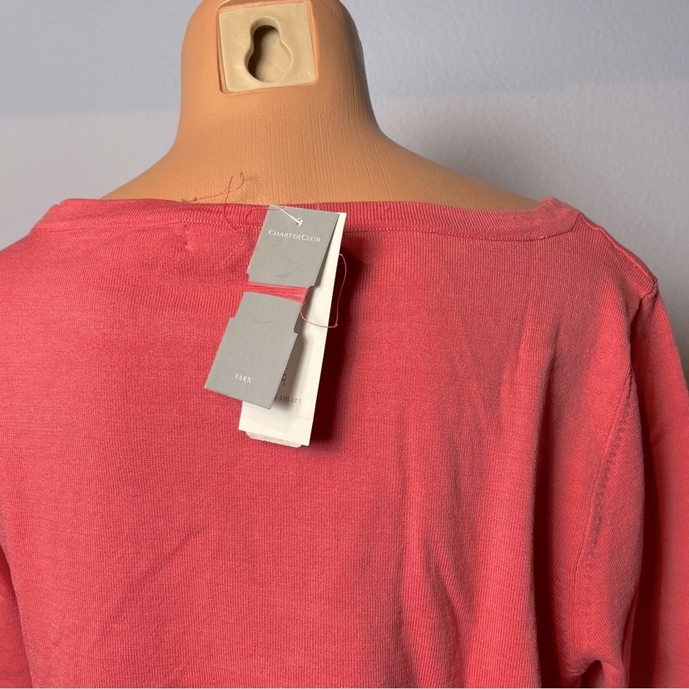 Silk Knit Hibiscus Charter Club Boatneck Top - Picture 4 of 7